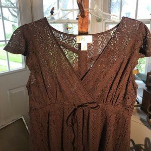 Ann Taylor Loft 4 Crochet Brown Knit Dress